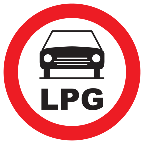 Sticker met pictogram Voertuigen met LPG verboden