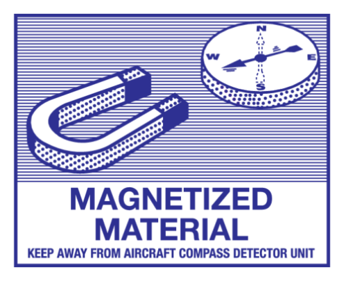 Sticker met pictogram en tekst Magnetized material