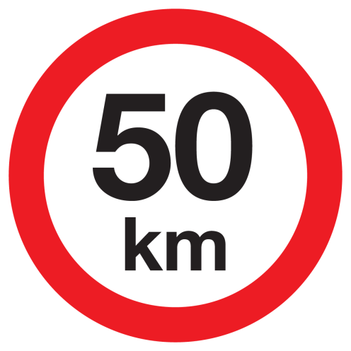 Sticker met pictogram Maximale snelheid  50km