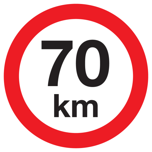 Sticker met pictogram Maximale snelheid 70km