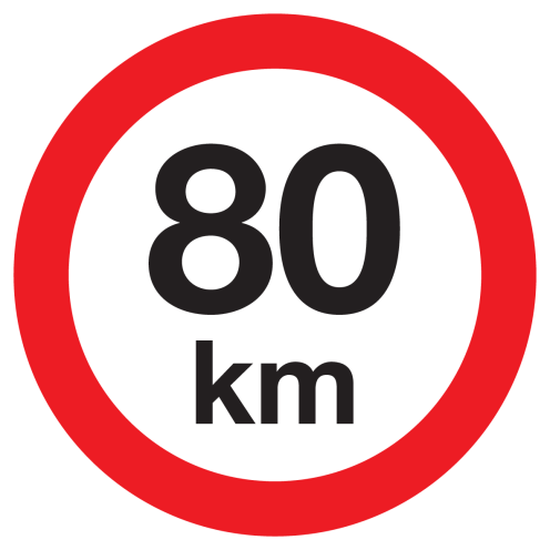 Sticker met pictogram Maximale snelheid 80km