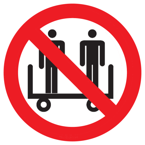 Sticker met pictogram Meerijden personen verboden