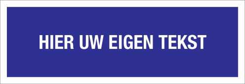 Sticker met Eigen Tekst - blauw met witte tekst en kader