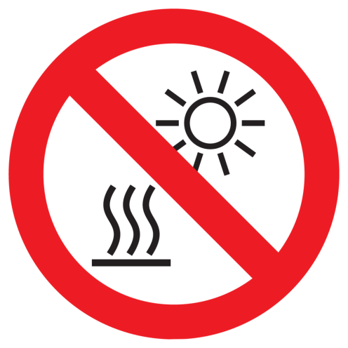 Sticker met pictogram Blootstellen aan hoge temperaturen verboden ISO7010 - P068