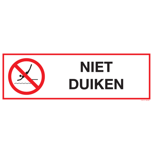 Sticker met pictogram en tekst Niet duiken