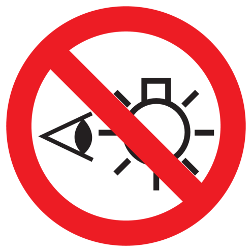 Sticker met pictogram Niet in Lichtbron kijken
