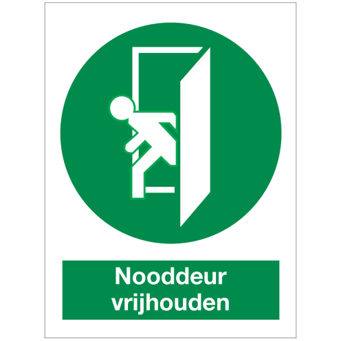 Nooddeur vrijhouden groen/wit (sticker)