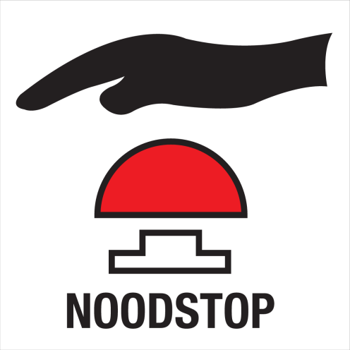Sticker met pictogram van een noodstop bij calamiteit