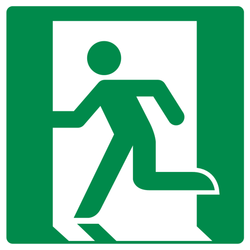 Sticker met pictogram nooduitgang openen linkerkant ISO 7010