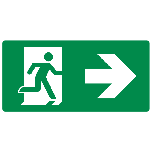 Sticker met pictogram nooduitgang rechts ISO 7010