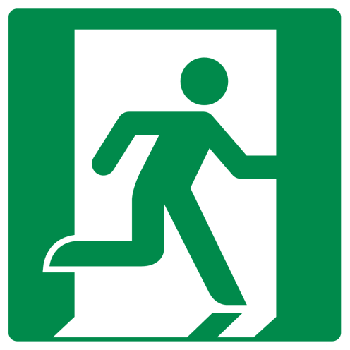 Sticker met pictogram nooduitgang openen rechterkant ISO 7010