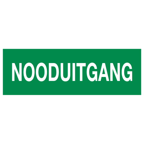 Sticker met tekst "Nooduitgang"