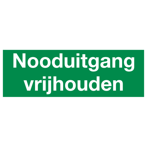 Sticker met de tekst "Nooduitgang Vrijhouden"