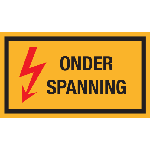 Sticker met pictogram en tekst "Onder Spanning"