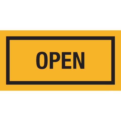 Sticker met tekst "Open"