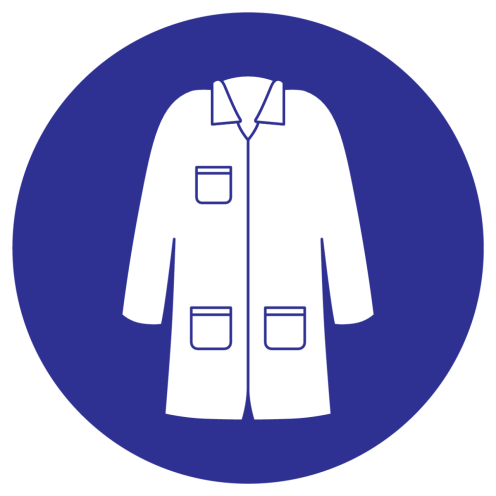 Sticker met pictogram labjas verplicht