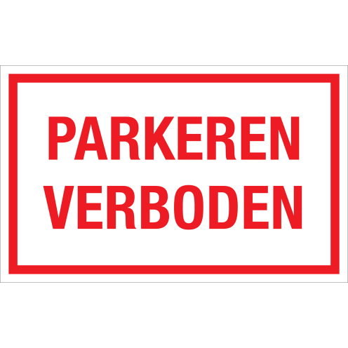 Sticker Parkeren Verboden - tekststicker met rode tekst