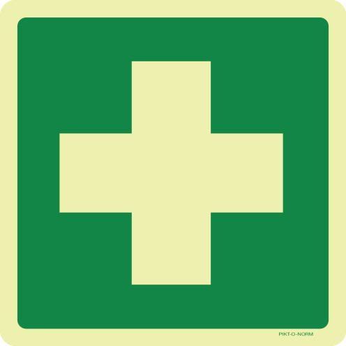 Fotoluminescerende sticker met pictogram EHBO - ISO 7010
