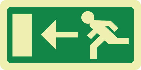 Fotoluminescerende sticker met pictogram nooduitgang links 