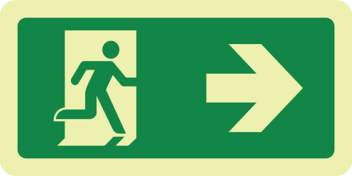 Fotoluminescerende sticker met pictogram nooduitgang rechts ISO 7010