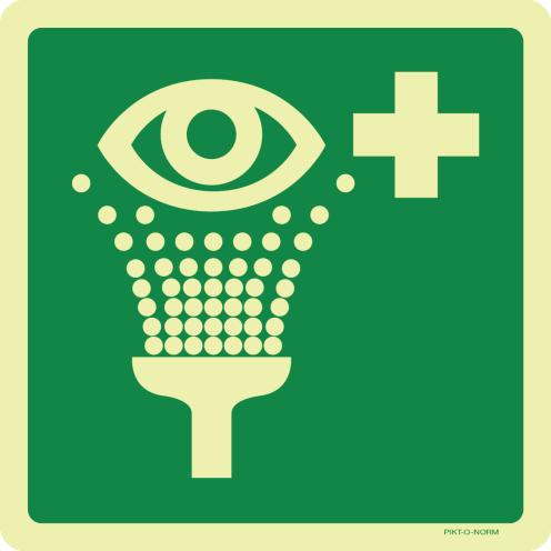 Fotoluminescerende sticker met pictogram oogdouche - ISO 7010