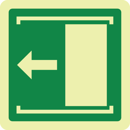 Fotoluminescerende sticker met pictogram schuifdeur links ISO 7010