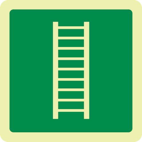 Fotoluminescerende sticker met pictogram vluchtladder ISO 7010