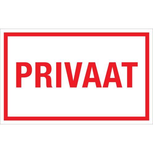 Sticker Privaat - tekststicker met rode tekst