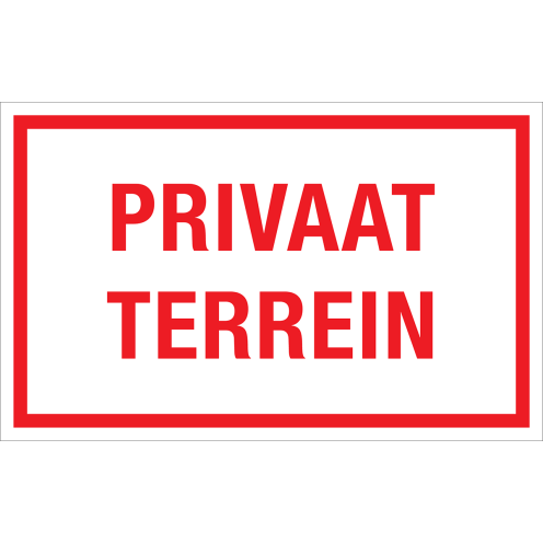 Sticker Privaat Terrein - tekststicker met rode tekst