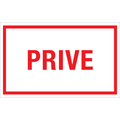 Sticker Prive - tekststicker met rode tekst