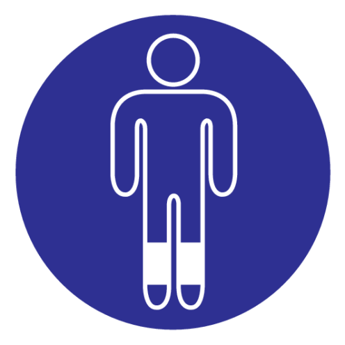 Blauwe sticker met pictogram om aan te duiden dat het dragen van fluorescerende kleding verplicht is