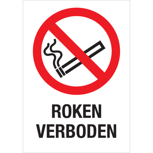 Sticker met pictogram en tekst Roken verboden ISO7010 - P002