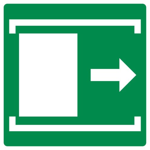 Sticker met pictogram schuifdeur rechts ISO 7010