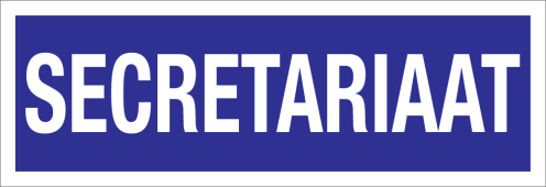 Sticker Secretariaat - blauw met witte tekst