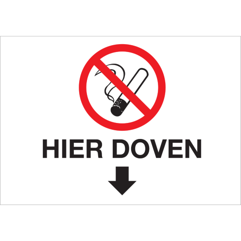 Sticker met pictogram en tekst Hier doven
