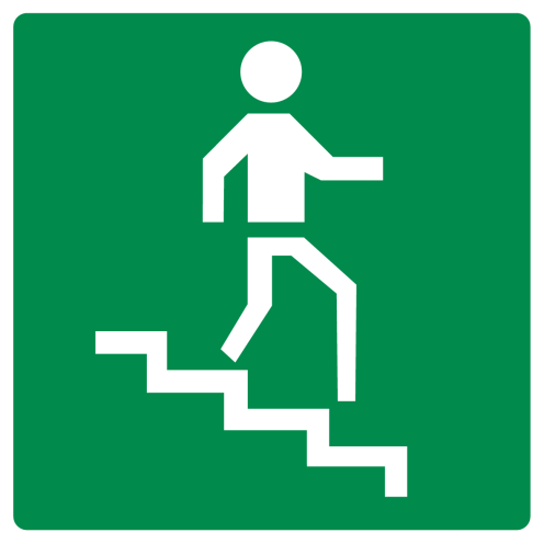 Sticker met pictogram trap naar beneden groen