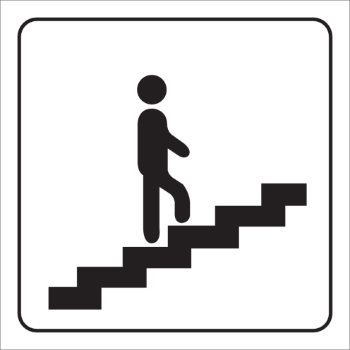 Witte sticker met pictogram voor aanduiden trap omhoog