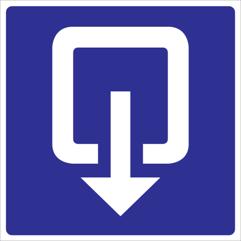 Blauwe sticker met pictogram voor het aanduiden van de uitgang