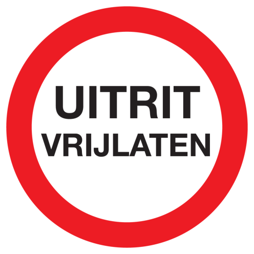 Sticker met tekst Uitrit vrijlaten