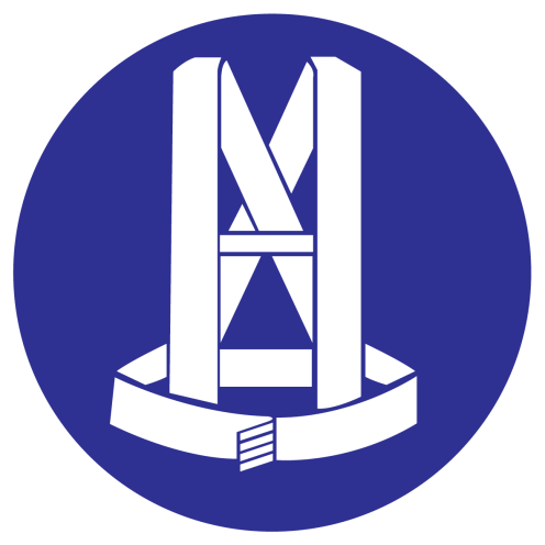 Blauwe sticker met pictogram om aan te duiden dat een veiligheidsgordel verplicht is