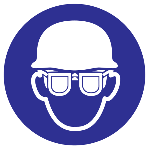 Sticker helm en bril verplicht ISO7010