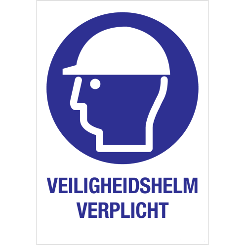Sticker met pictogram en tekst om aan te duiden dat het dragen van een veiligheidshelm verplicht is - ISO7010 - M014