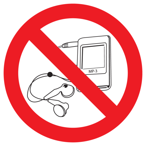 Sticker met pictogram verboden om oortjes te gebruiken