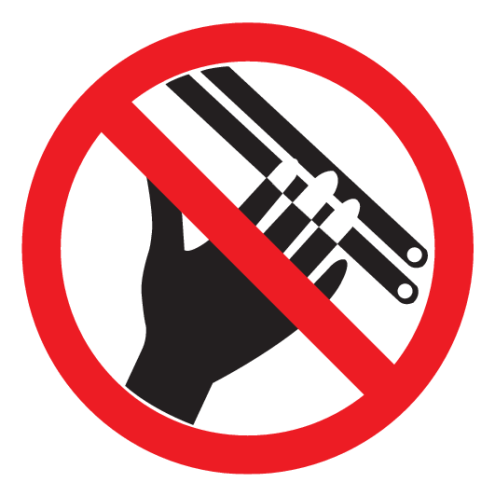 Sticker met pictogram Verboden hand in te steken