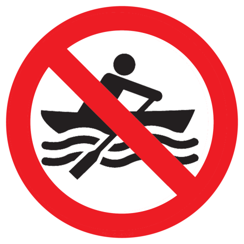 Sticker met pictogram Handmater aangedreven vaartuigen verboden ISO7010 - P055