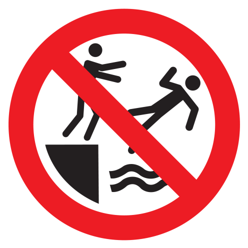Sticker met pictogram In het water duwen verboden ISO7010- P062