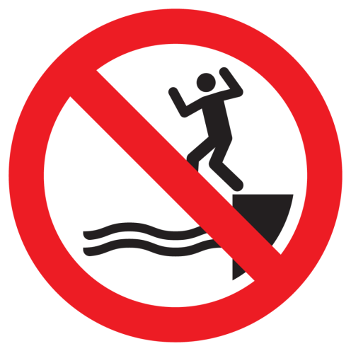 Sticker met pictogram Verboden in het water te springen ISO7010 - P061