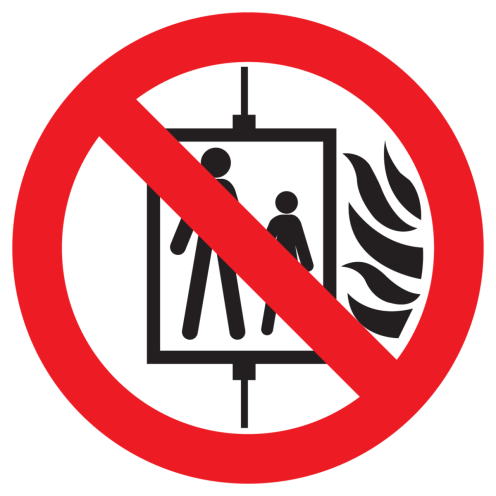 Sticker met pictogram Lift verboden bij brand ISO7010 - P020