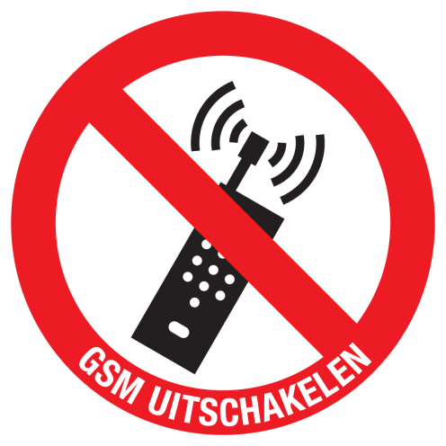 Sticker met pictogram en tekst GSM uitschakelen