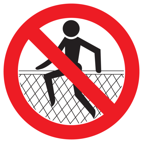 Sticker met pictogram Verboden over het hek te klimmen